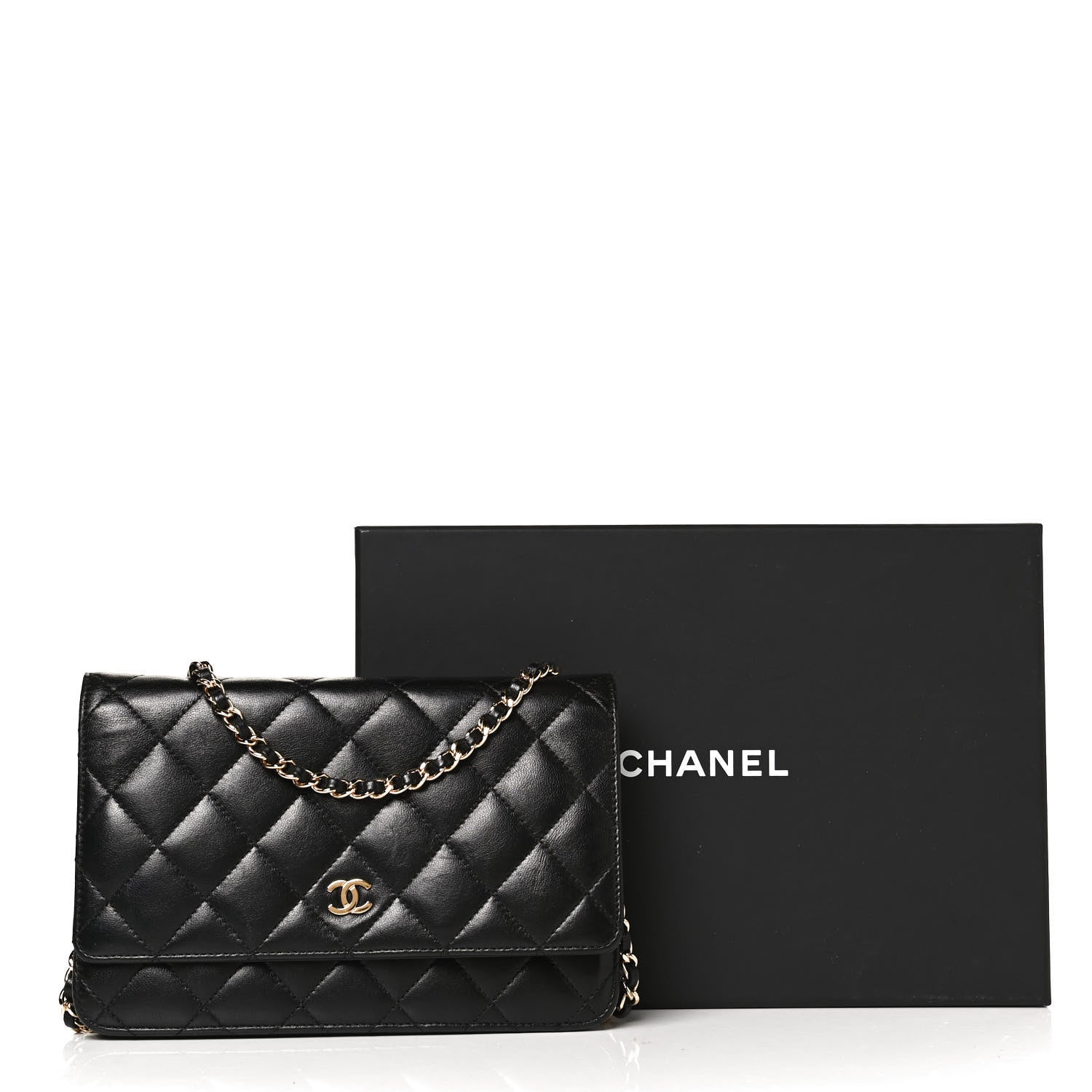 Chanel Lambskin Quilted Wallet On Chain WOC Black 11 of 11