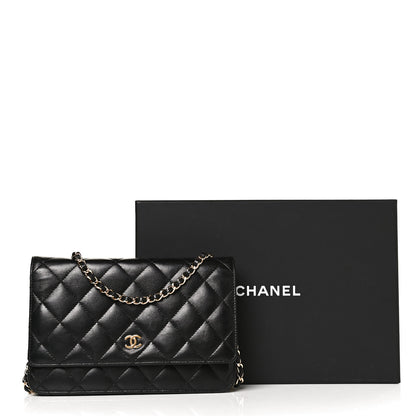 Chanel Lambskin Quilted Wallet On Chain WOC Black 11 of 11