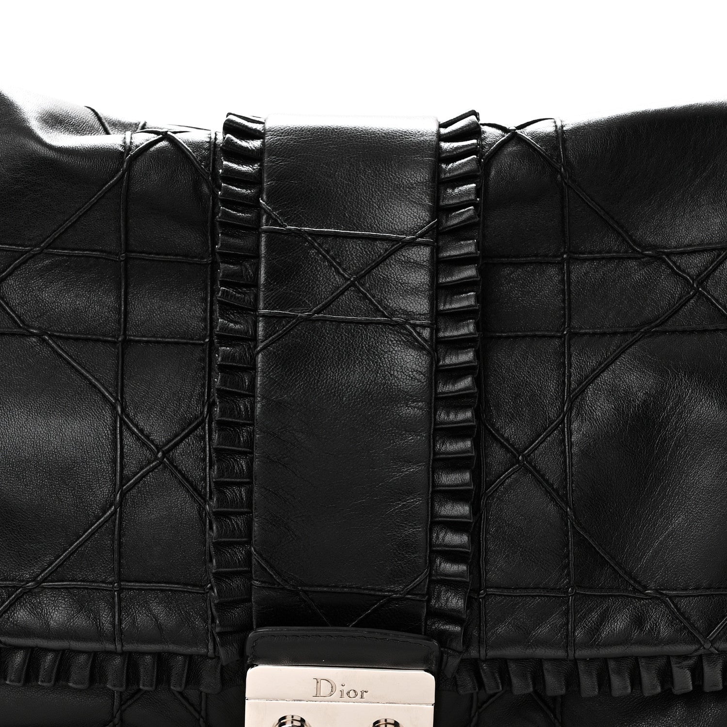 Christian Dior Lambskin Cannage Large Ruffle New Lock Flap Black 8 of 10