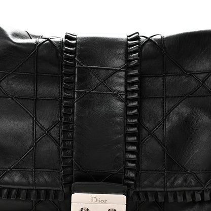 Christian Dior Lambskin Cannage Large Ruffle New Lock Flap Black 8 of 10