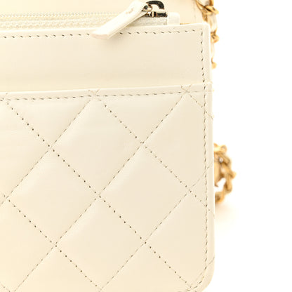 Chanel Lambskin Quilted CC Pearl Crush Wallet on Chain WOC White 13 of 14