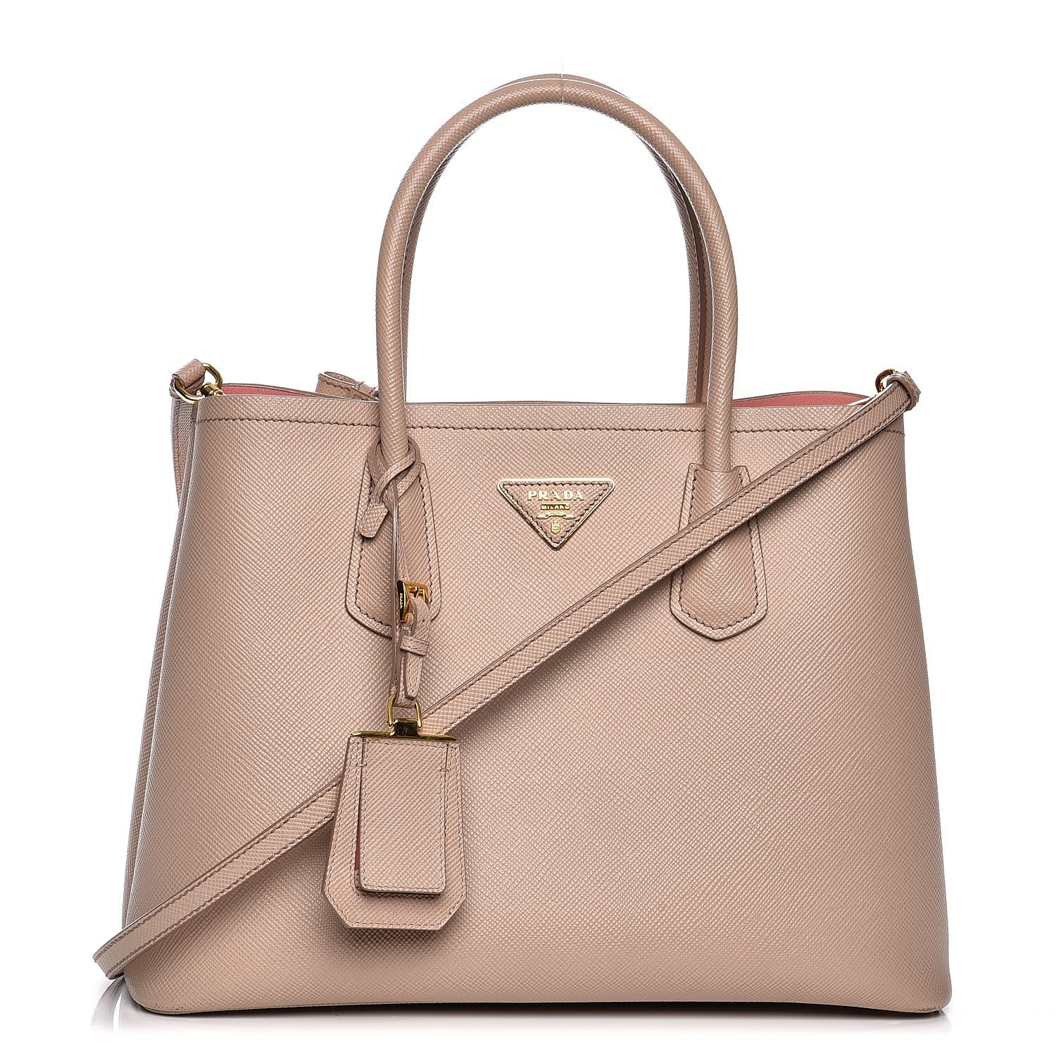 Prada Saffiano Cuir Small Double Bag Cammeo Rosa 1 of 14