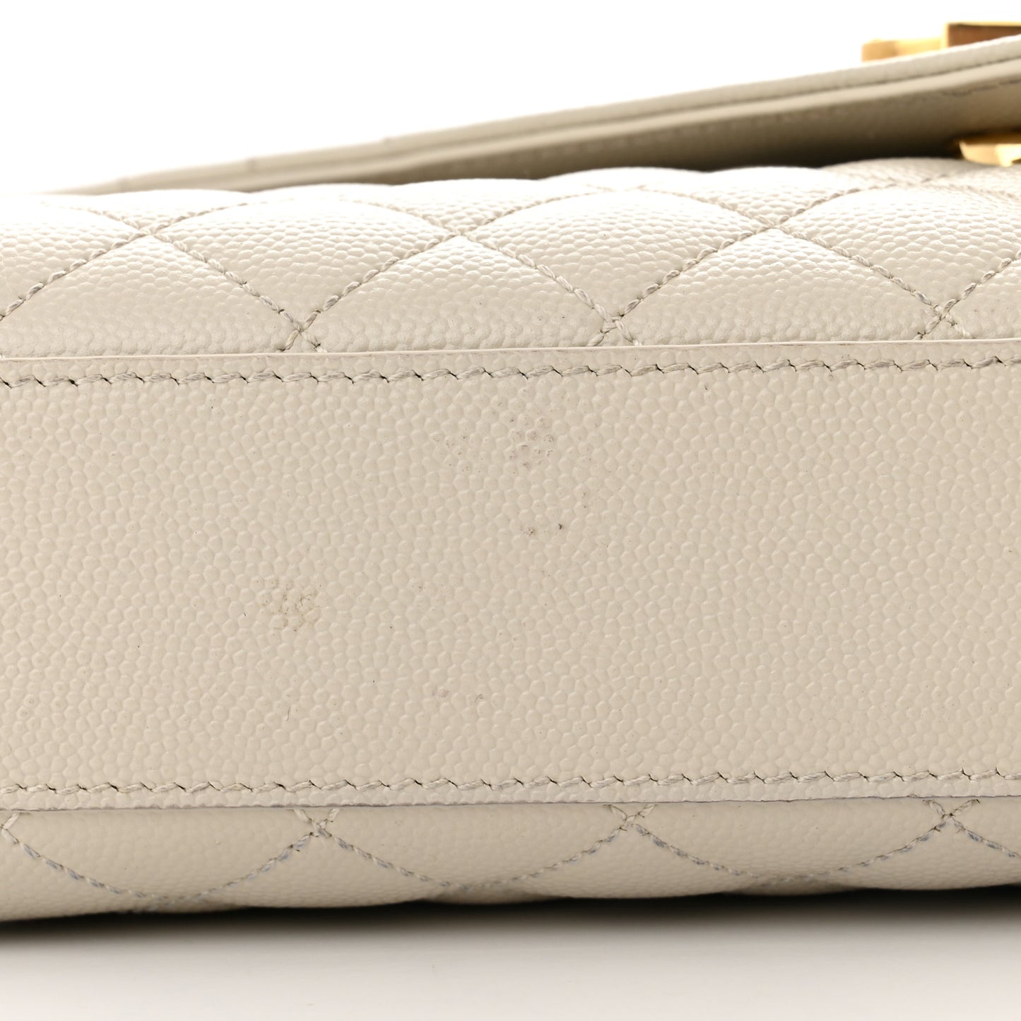 Grain De Poudre Textured Mixed Matelasse Medium Triquilt Monogram Satchel Crema Soft