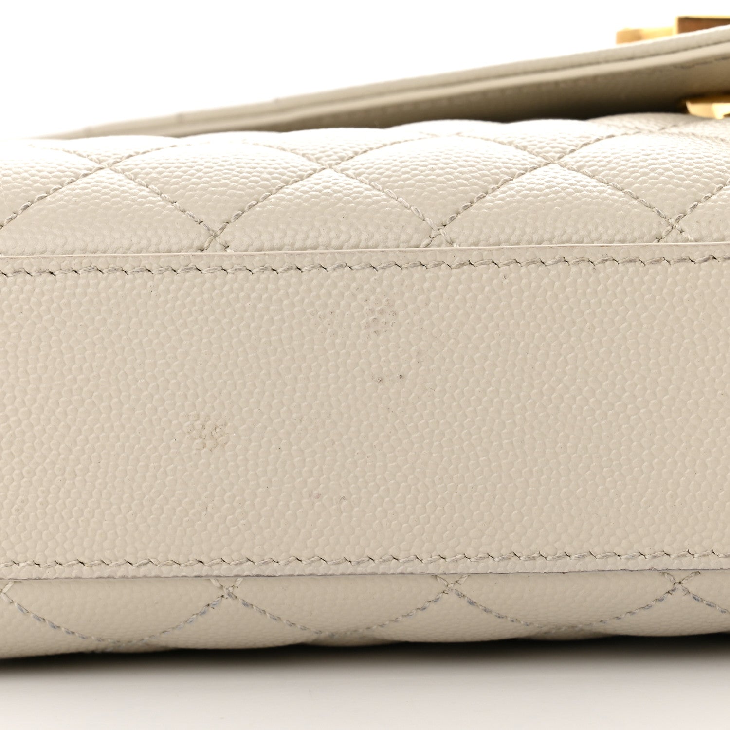 Saint Laurent Grain De Poudre Textured Mixed Matelasse Medium Triquilt Monogram Satchel Crema Soft 15 of 20