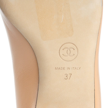 Chanel Lambskin Cap Toe Ballerina Flats 37 Beige Black 8 of 10