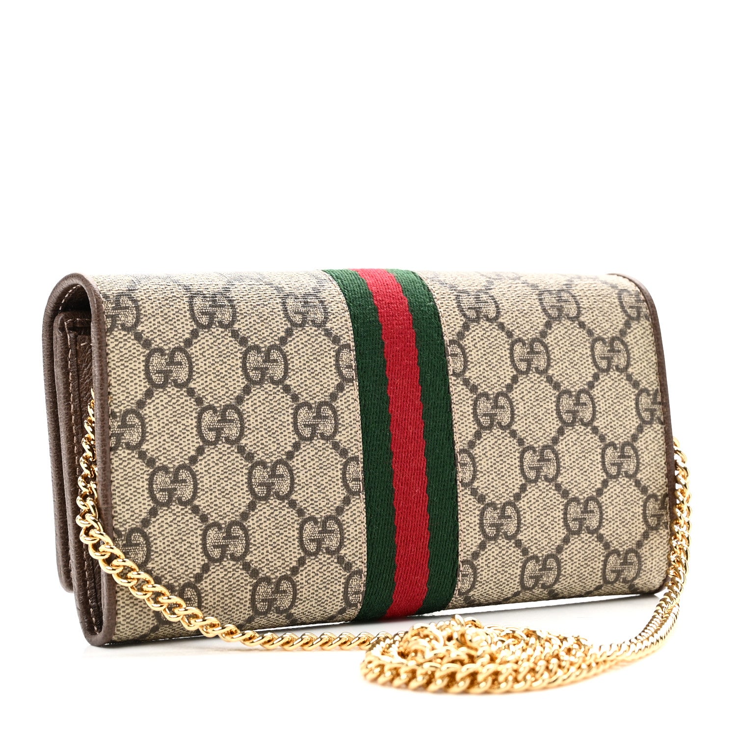 Gucci GG Supreme Monogram Web Ophidia Wallet On Chain Brown 3 of 11
