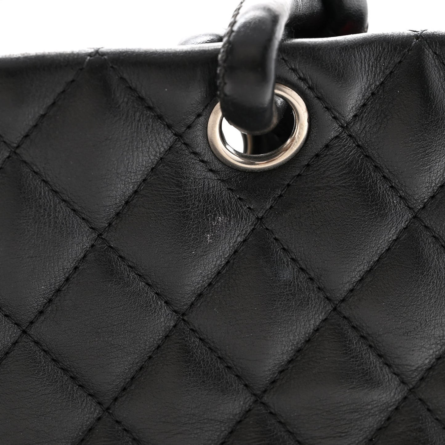 Calfskin Quilted Large Cambon Tote Black White