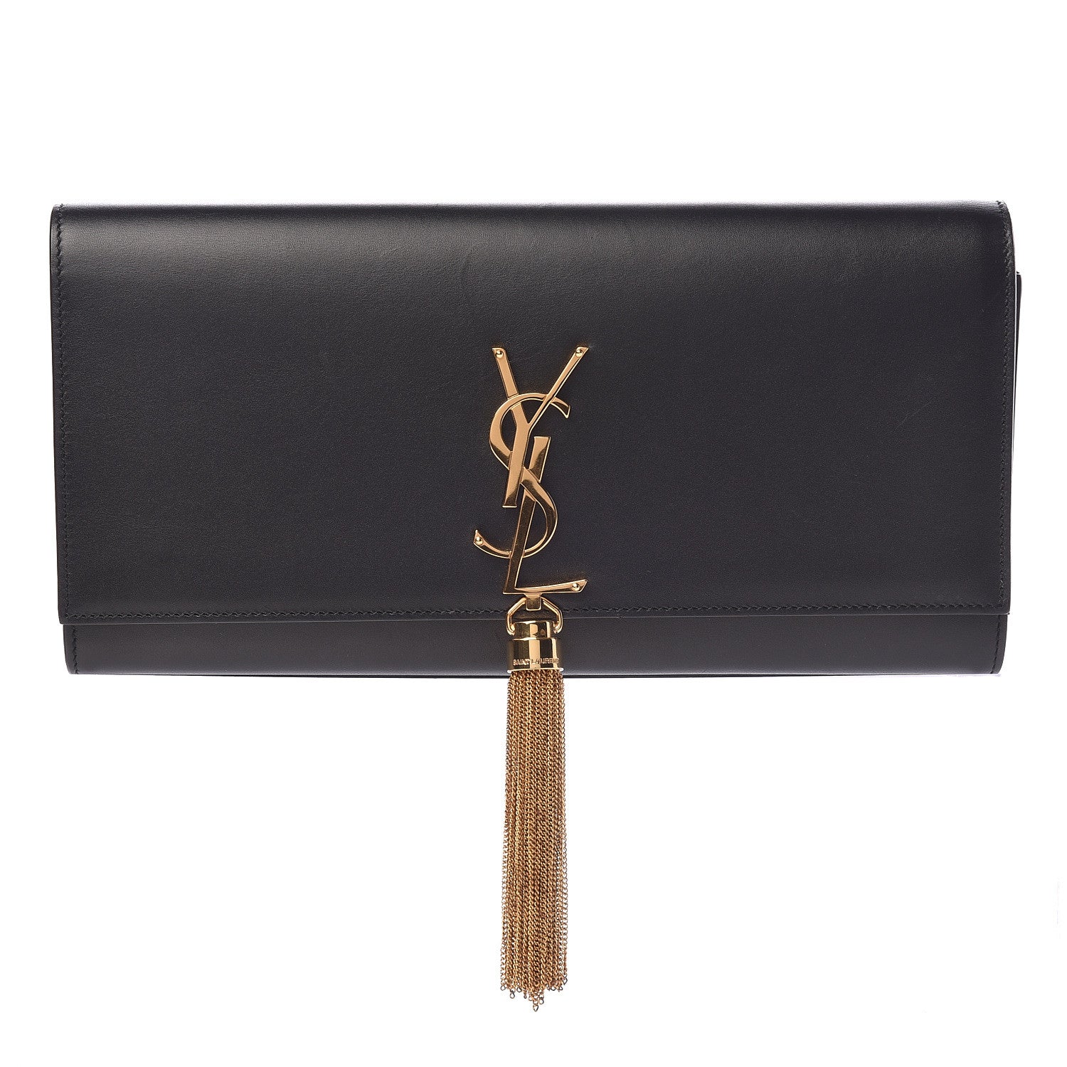 Saint Laurent Calfskin Classic Monogram Tassel Clutch Black 1 of 9