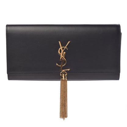 Saint Laurent Calfskin Classic Monogram Tassel Clutch Black 1 of 9