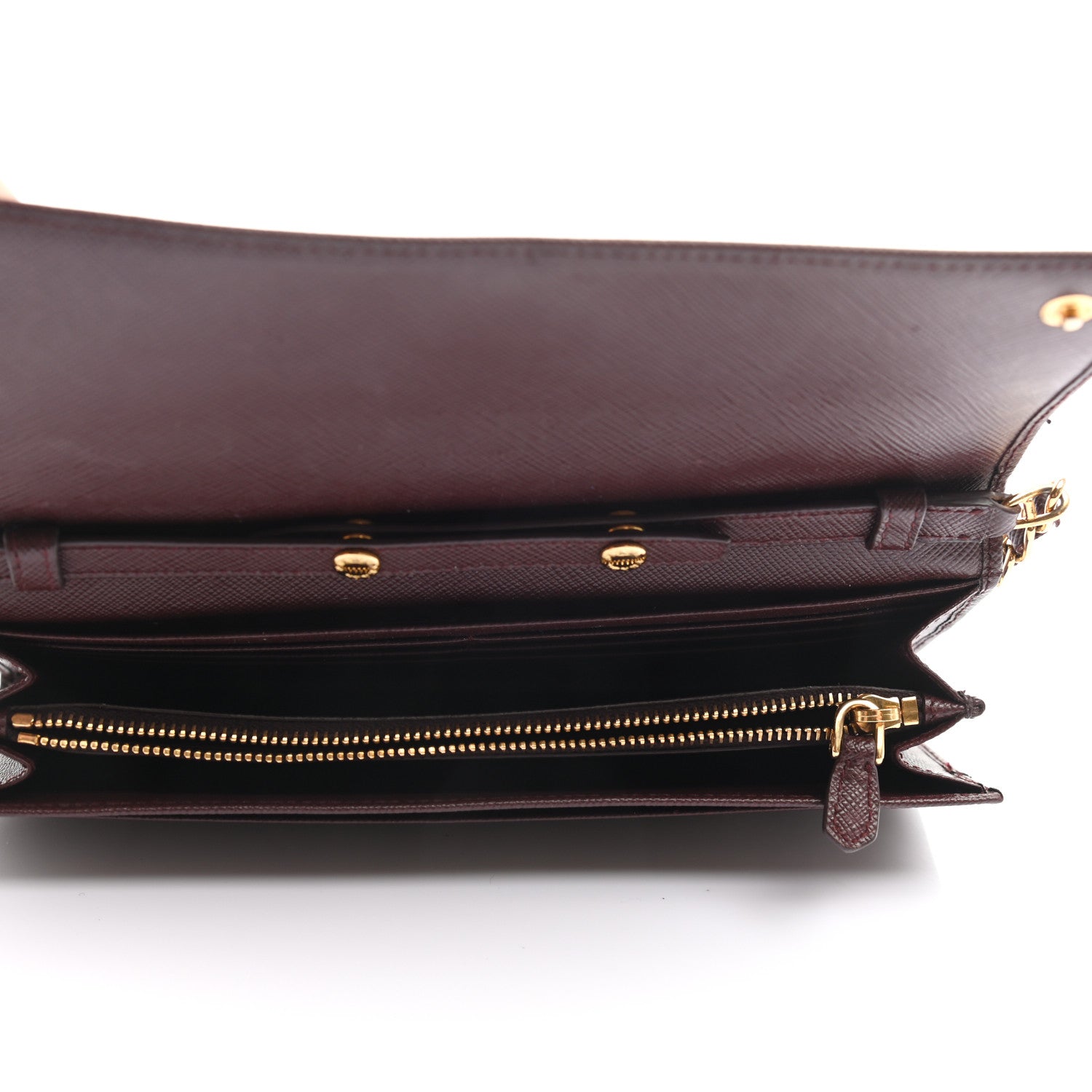 Prada Saffiano Metal Oro Chain Wallet Granato 5 of 11