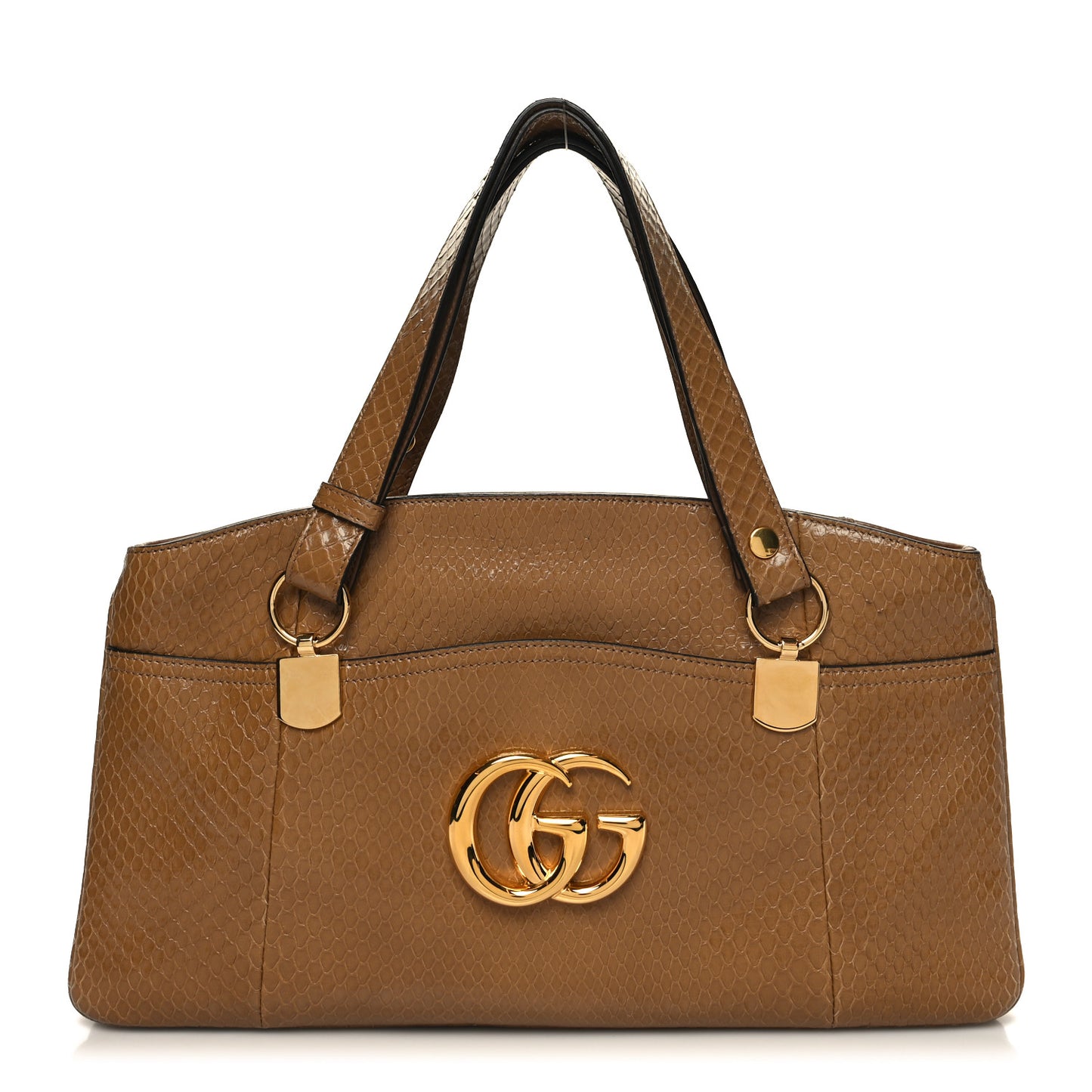 Snakeskin Large Arli Top Handle Bag Taupe