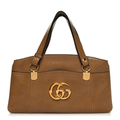 Gucci Snakeskin Large Arli Top Handle Bag Taupe 1 of 12