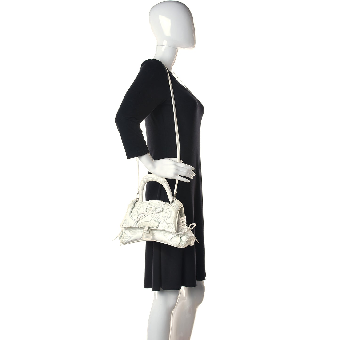 Faux Calfskin Fabric Glow In The Dark Small Sneakerhead Top Handle Bag White