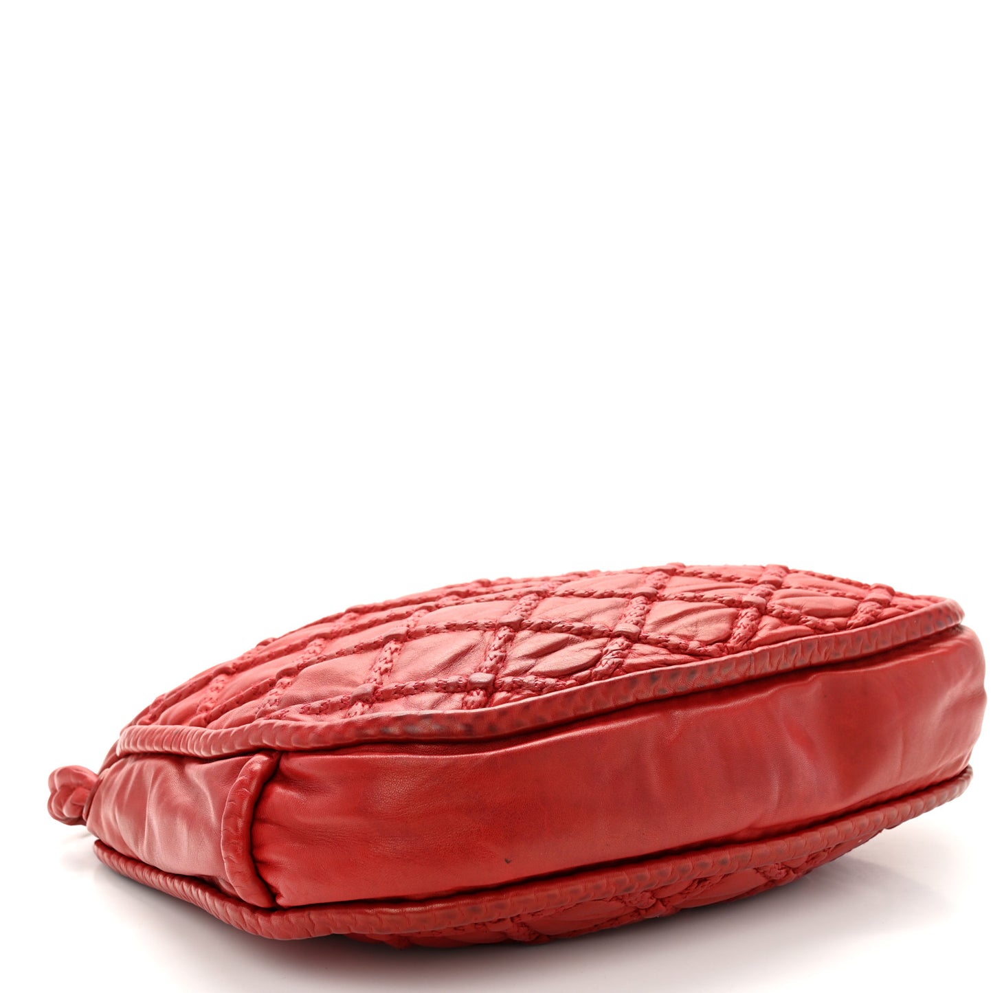 Quilted Lambskin Hidden Chain Hobo Red
