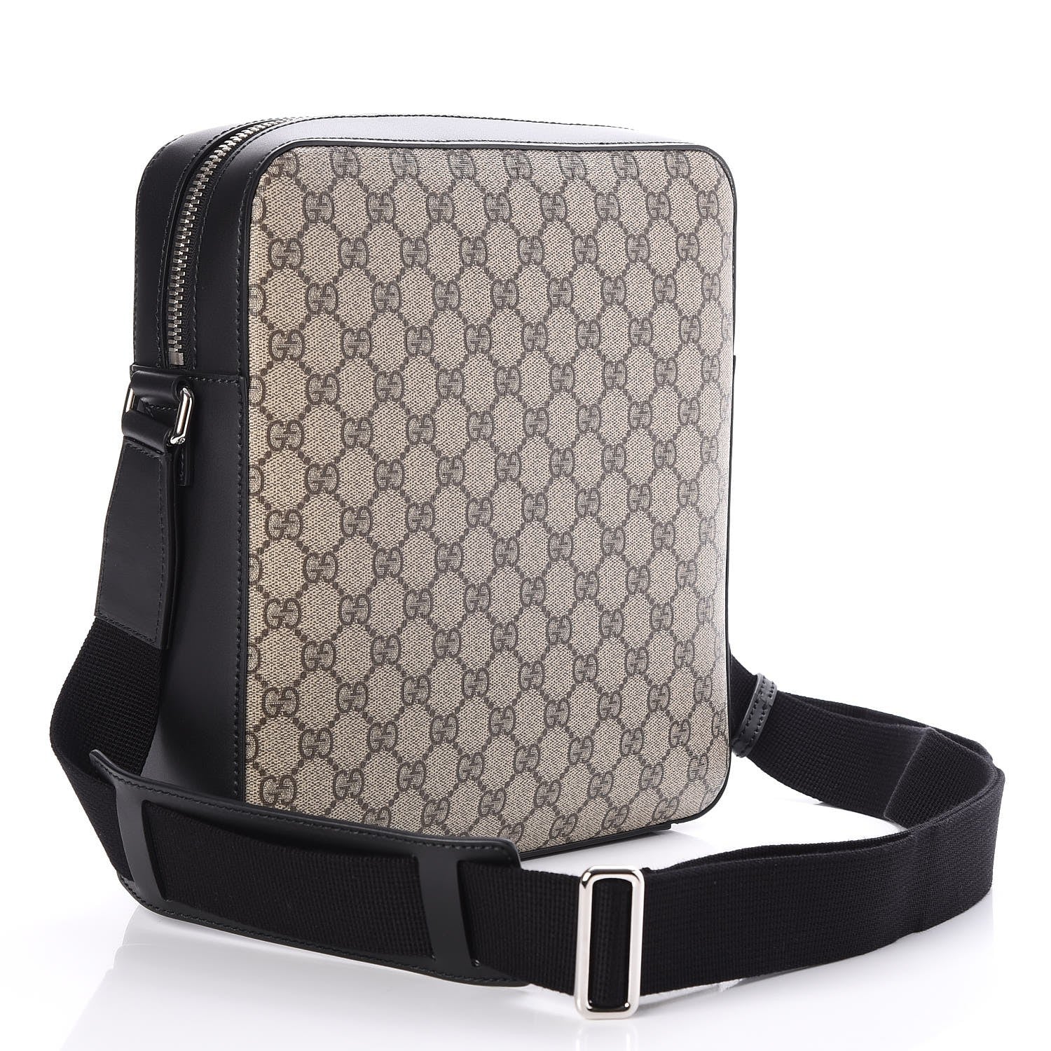 Gucci GG Supreme Monogram Flat Messenger Bag Black 2 of 7