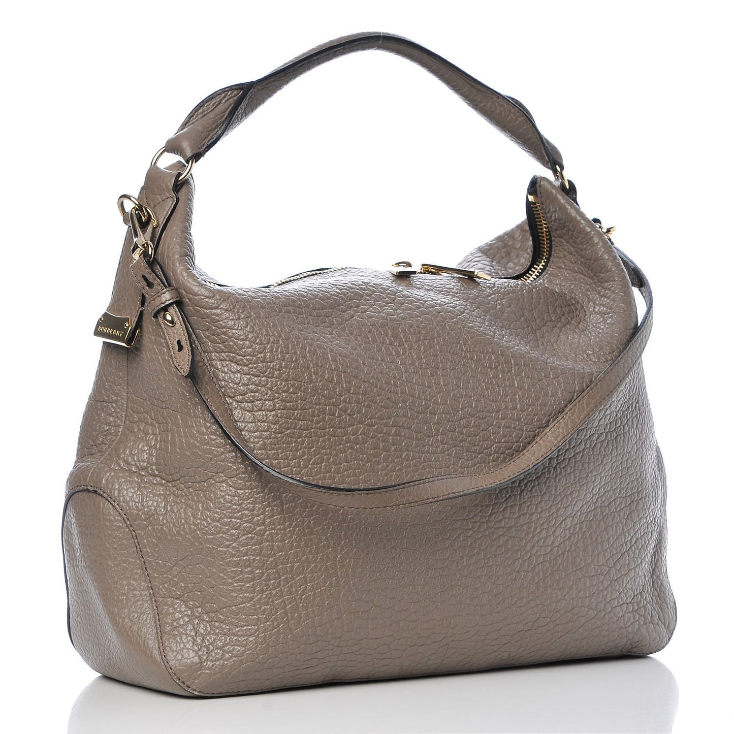 Signature Grain Calfskin Medium Hobo Pale Taupe