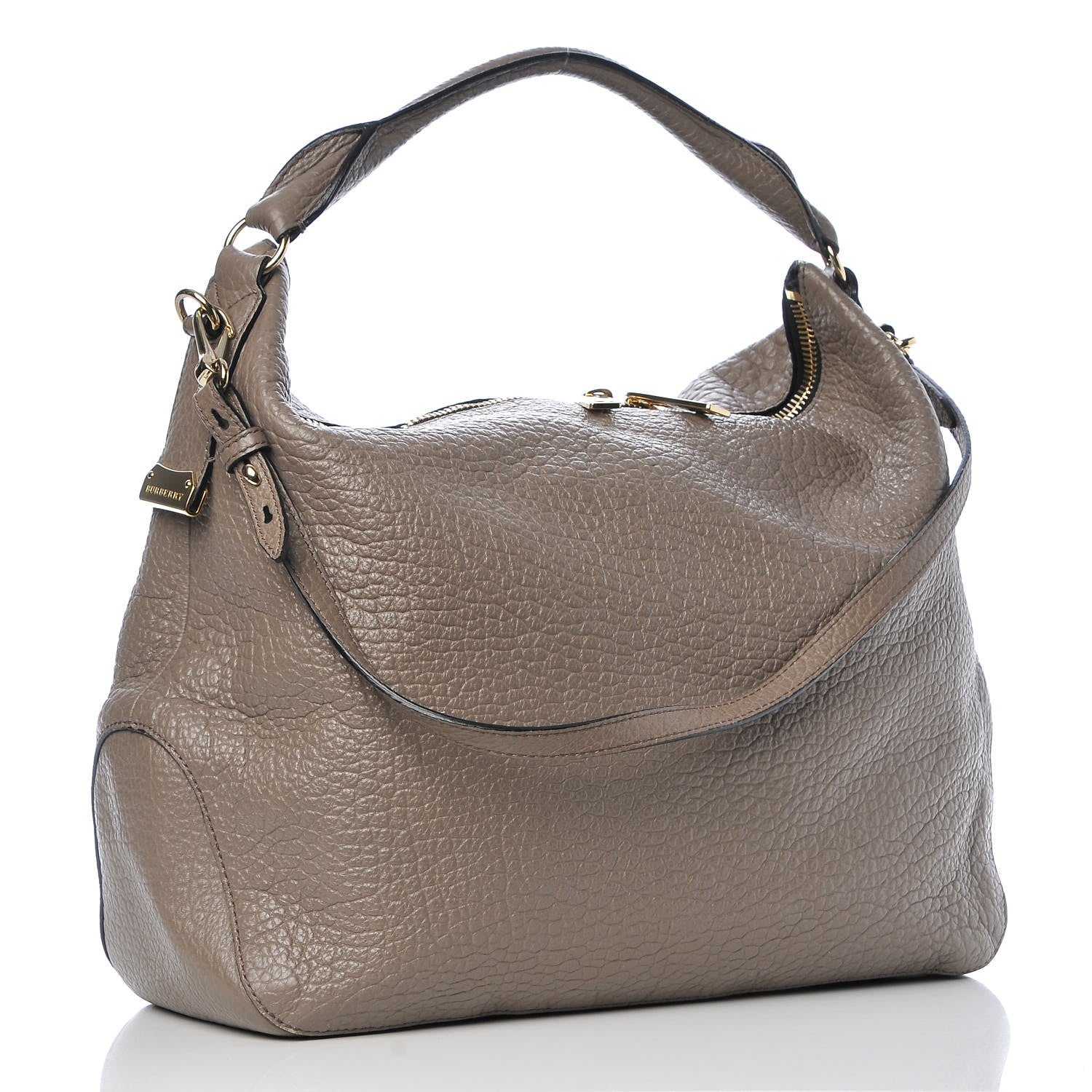 Burberry Signature Grain Calfskin Medium Hobo Pale Taupe 3 of 11