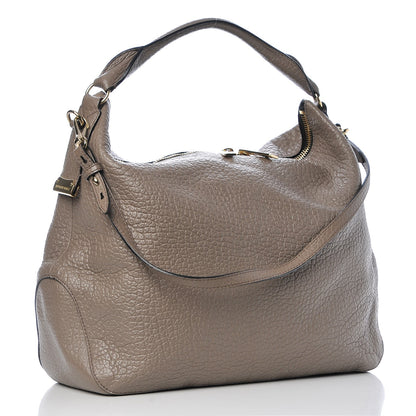 Burberry Signature Grain Calfskin Medium Hobo Pale Taupe 3 of 11