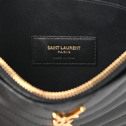Saint Laurent Grain De Poudre Chevron Monogram Large Bill Pouch Black 6 of 10