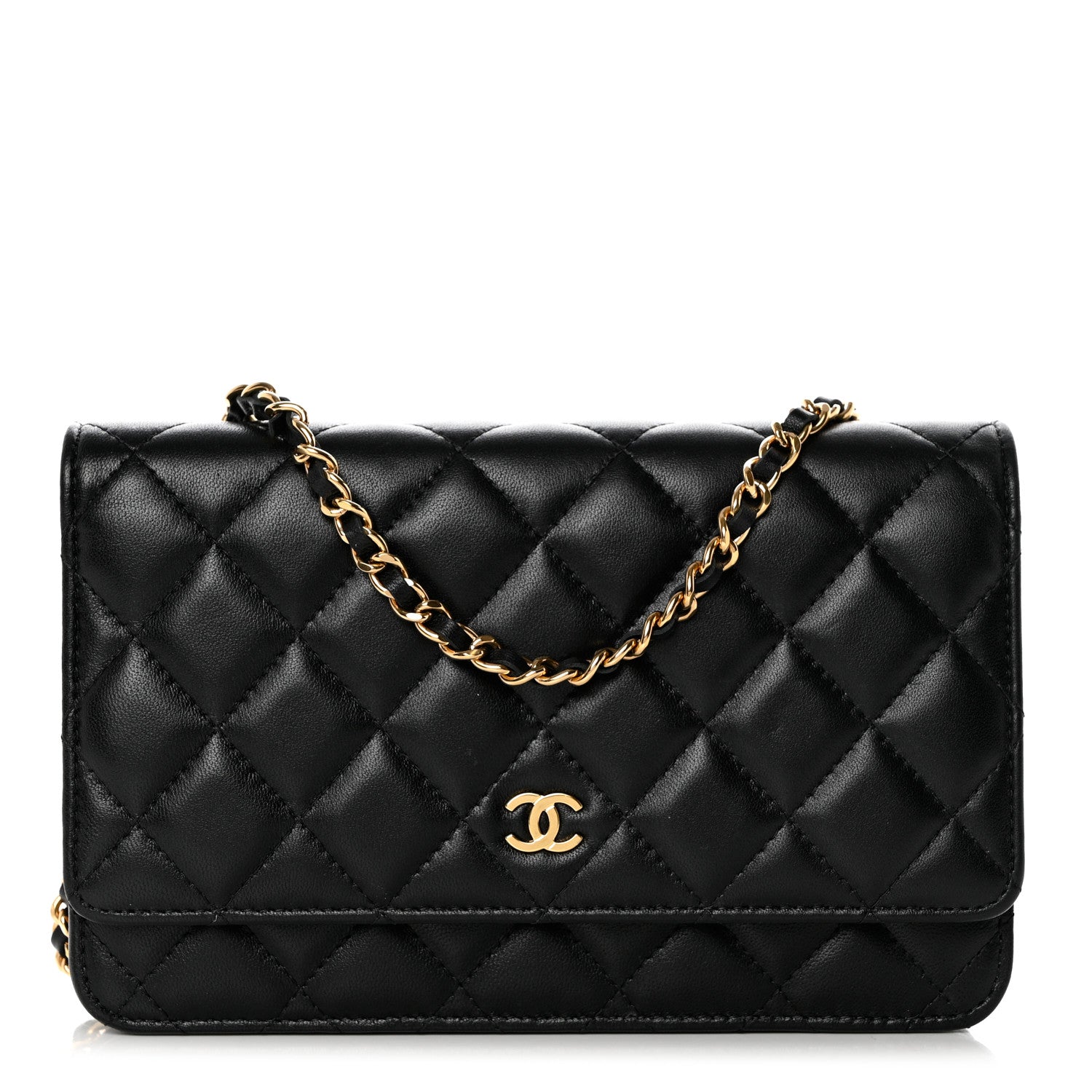 Chanel Lambskin Quilted Wallet On Chain WOC Black 1 of 13