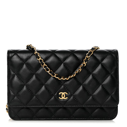 Chanel Lambskin Quilted Wallet On Chain WOC Black 1 of 13