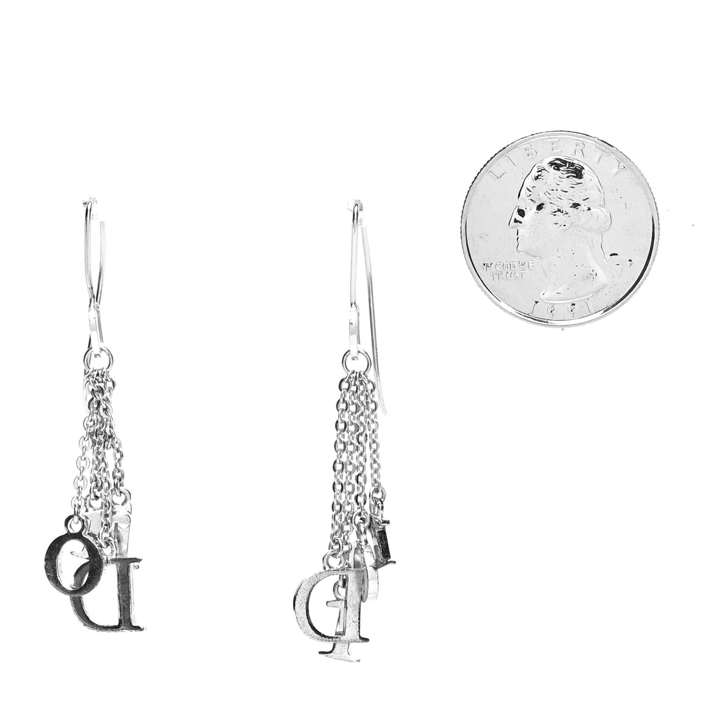 Logo Dangle Earrings Silver