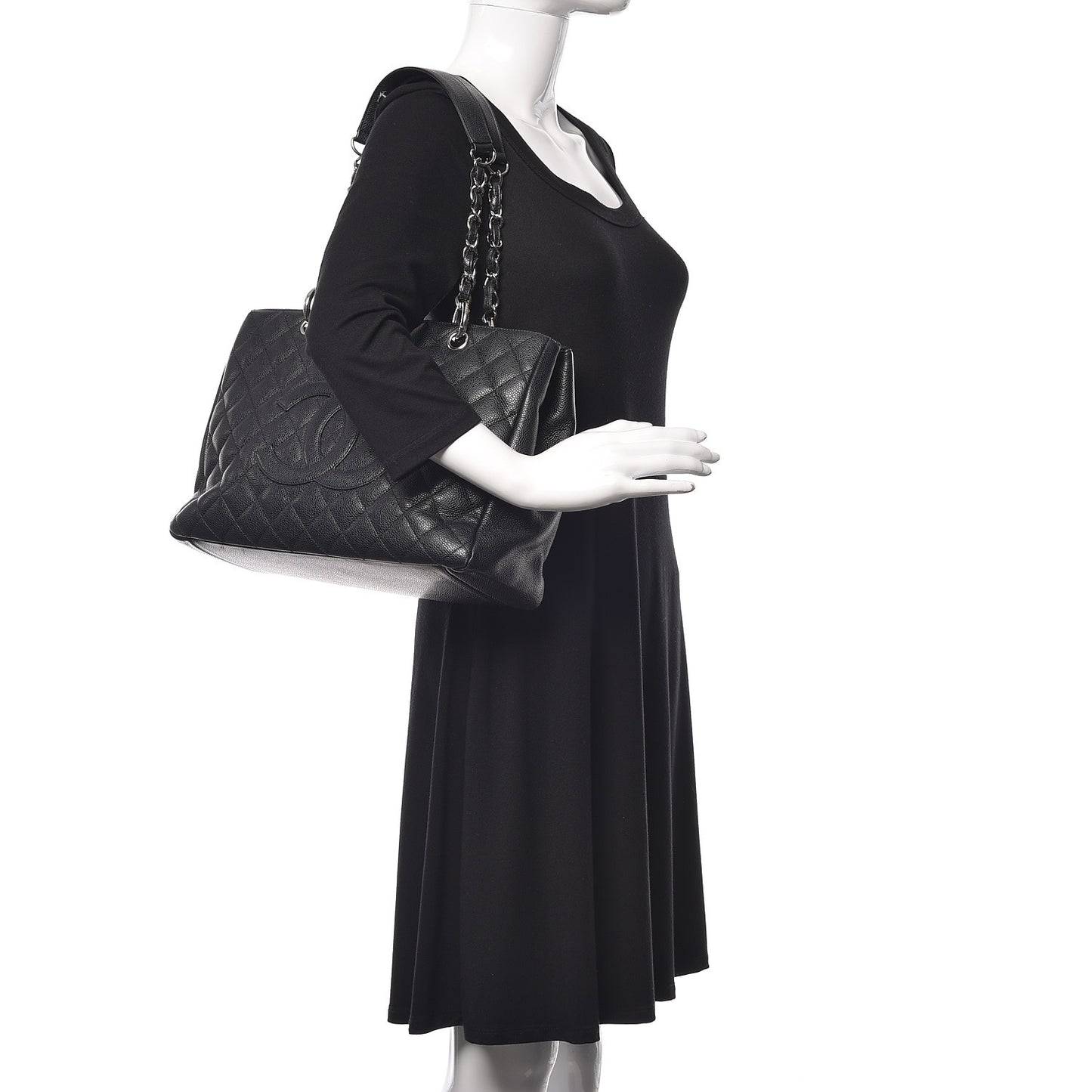 Caviar Quilted Grand Shopping Tote GST Black