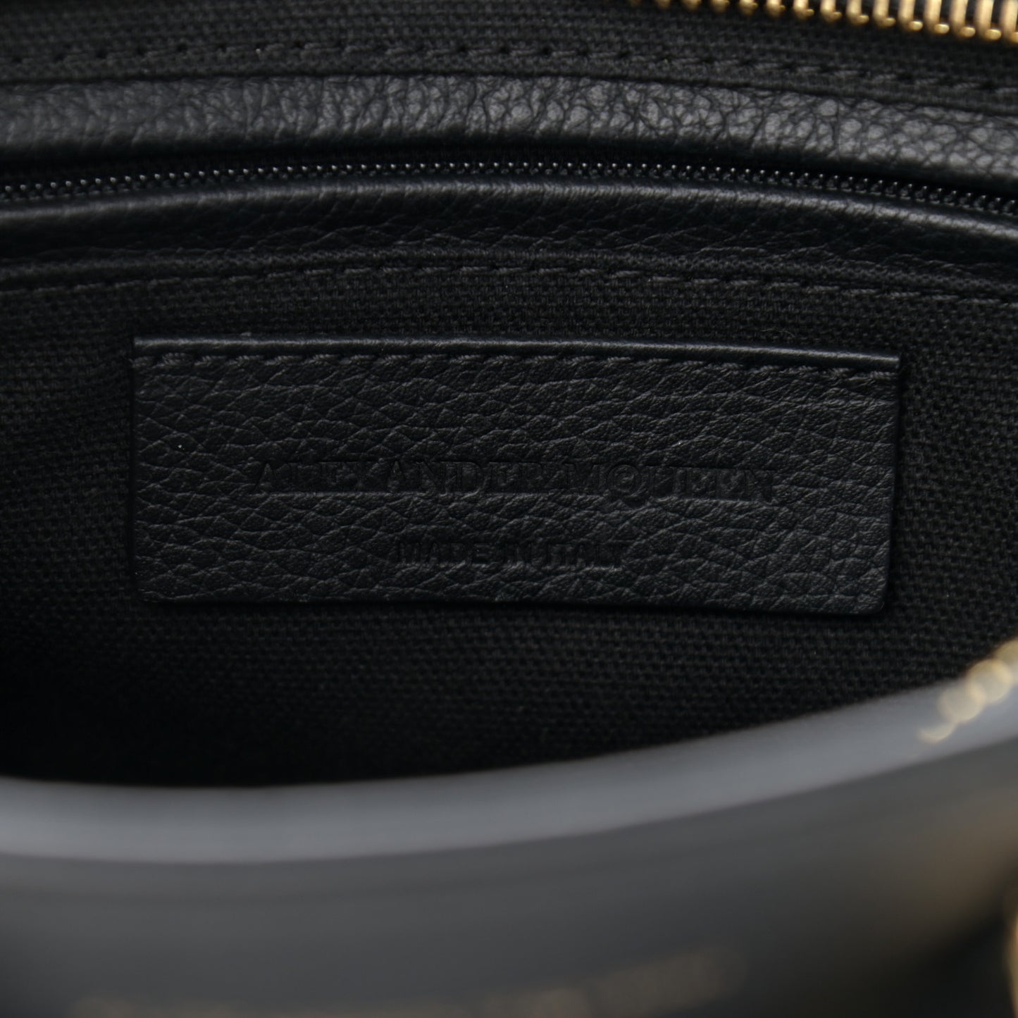 Pebbled Calfskin Mini Skull Padlock Zip Around Tote Black