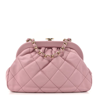 Chanel Lambskin Quilted CC Kisslock Clutch Pink 1 of 11