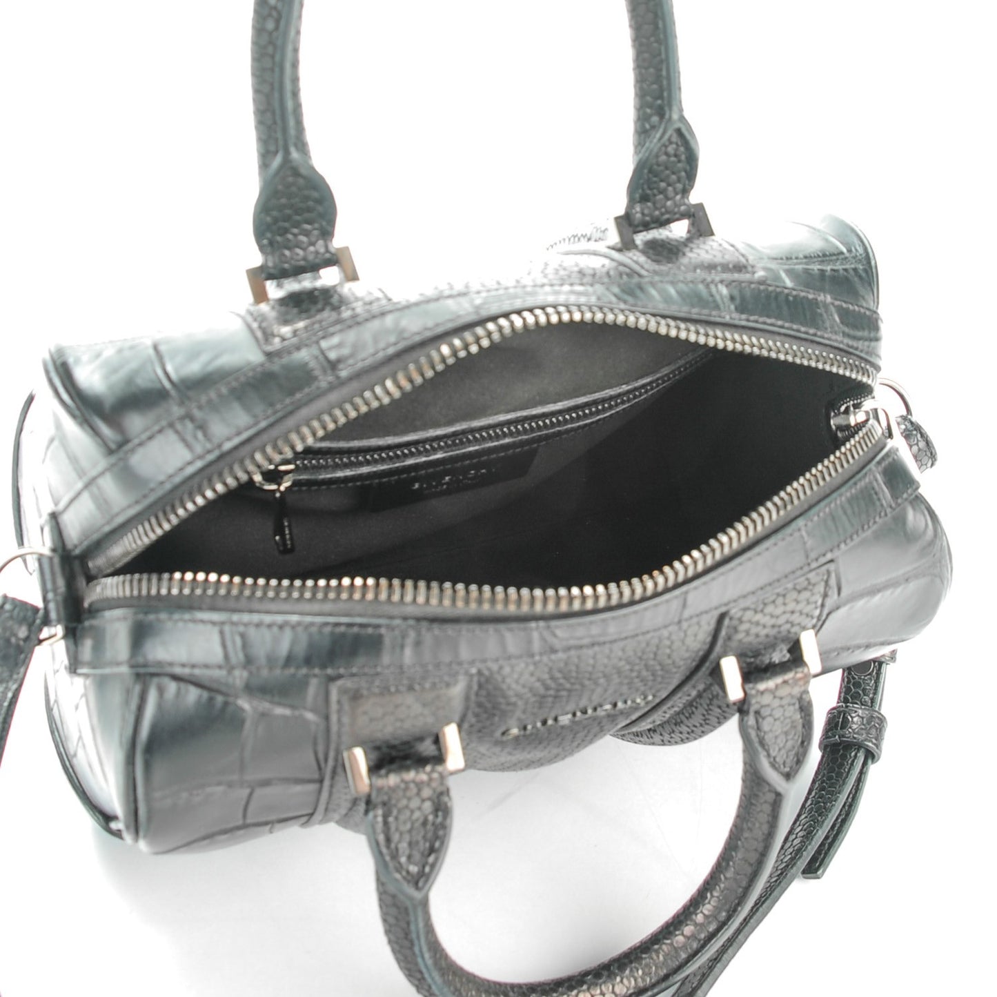 Calfskin Crocodile Embossed Mini Lucrezia Black