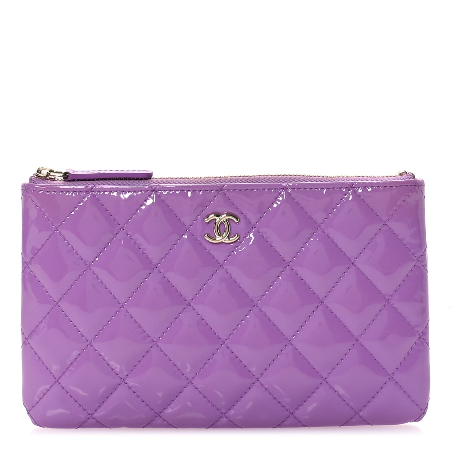 Patent Quilted Cosmetic Case Purple