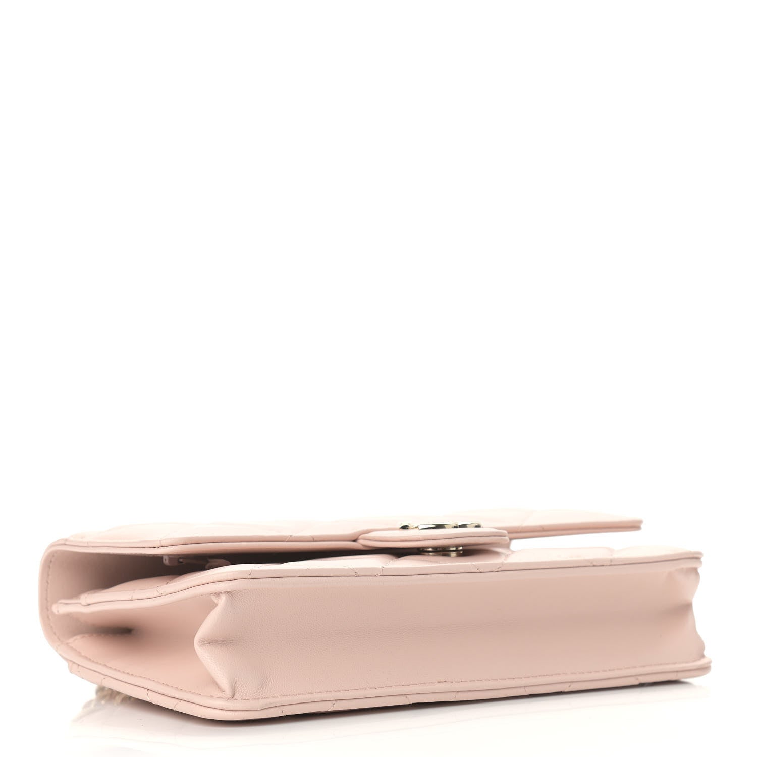 Chanel Lambskin Plexi Quilted Wallet On Chain WOC Light Beige 4 of 10