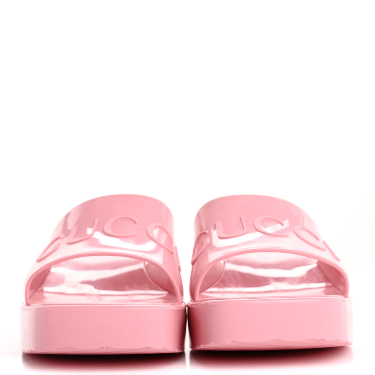 Gucci Rubber Gucci Logo Womens Platform 20/60mm Slide Sandals 37 Wild Rose 3 of 9