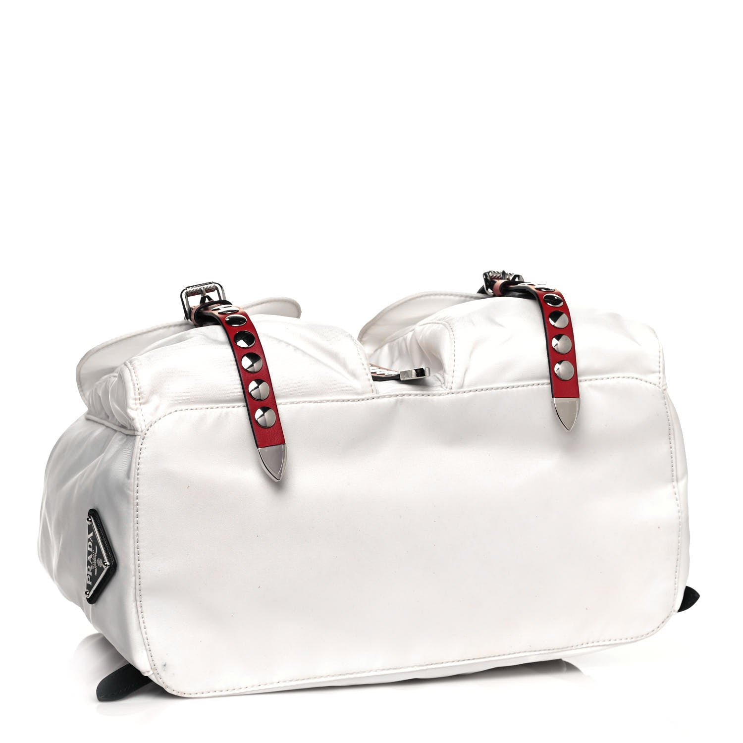 Prada Nylon New Vela Studded Backpack White Fuoco 3 of 11