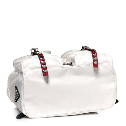 Prada Nylon New Vela Studded Backpack White Fuoco 3 of 11