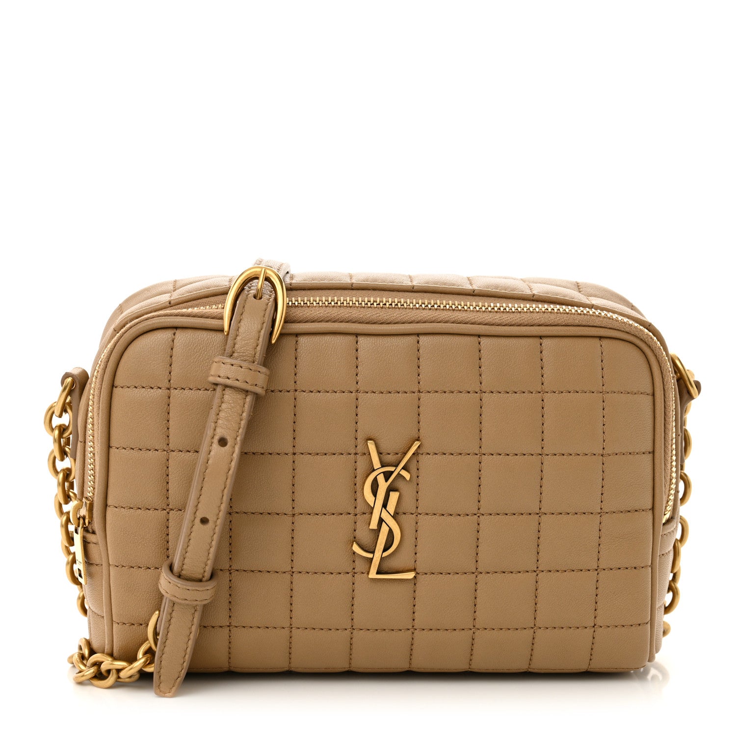 Saint Laurent Lambskin Carre Quilted Cassandre Mini Camera Bag Natural Tan 1 of 11
