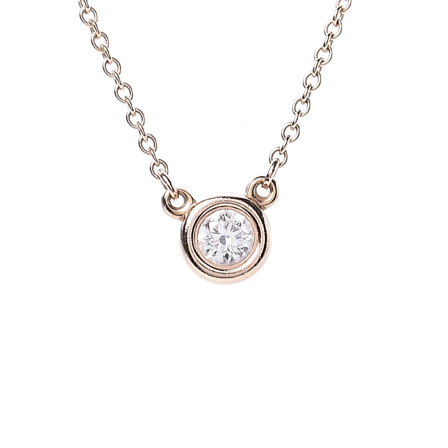 18K Rose Gold Diamond .16ct Elsa Peretti Diamonds by the Yard Pendant Necklace