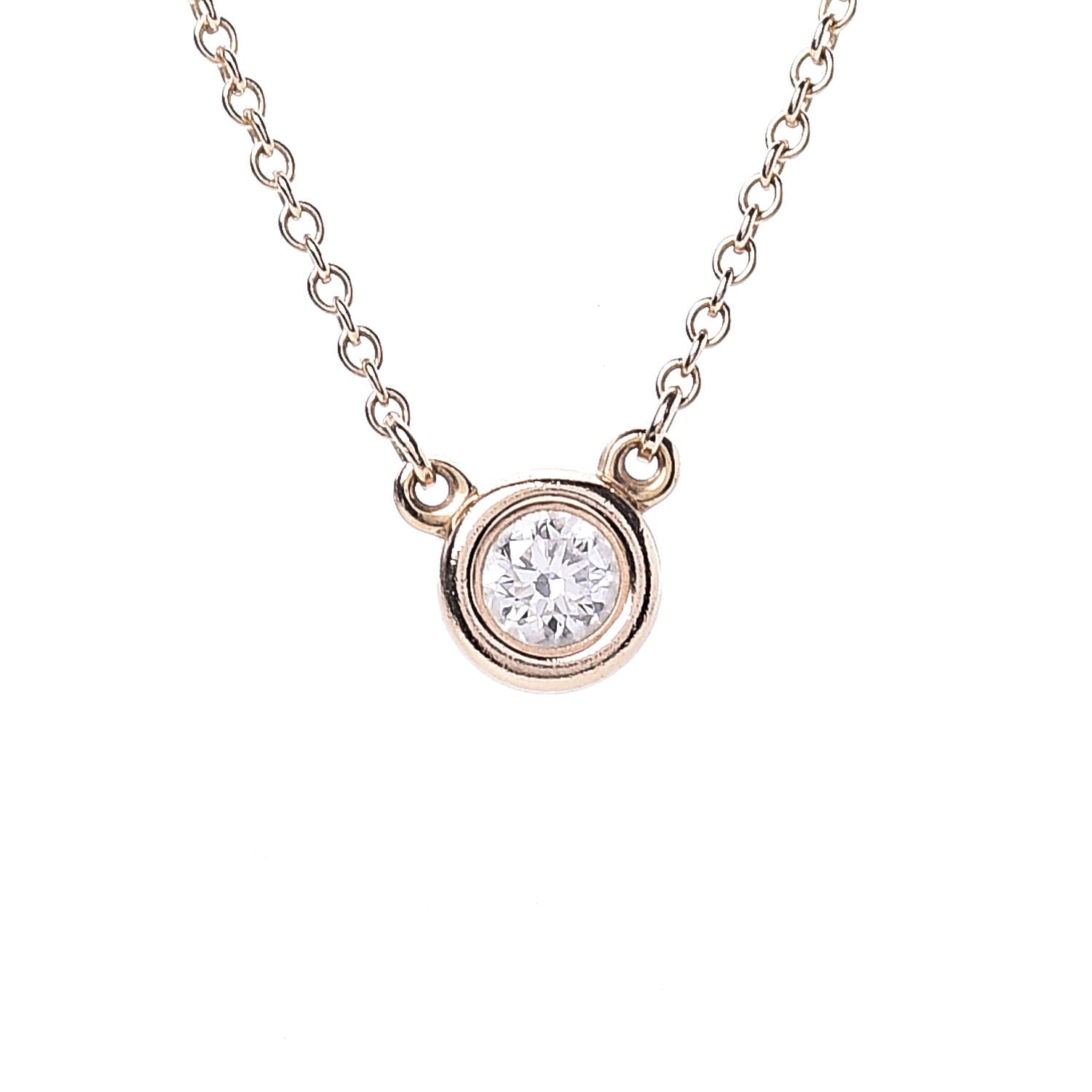 Tiffany 18K Rose Gold Diamond .16ct Elsa Peretti Diamonds by the Yard Pendant Necklace 4 of 8