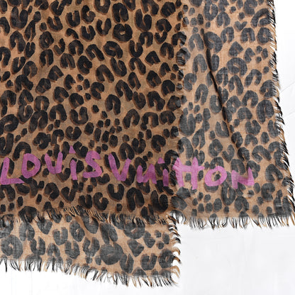 Louis Vuitton Cashmere Silk Leopard Etole Stole Marron 4 of 6