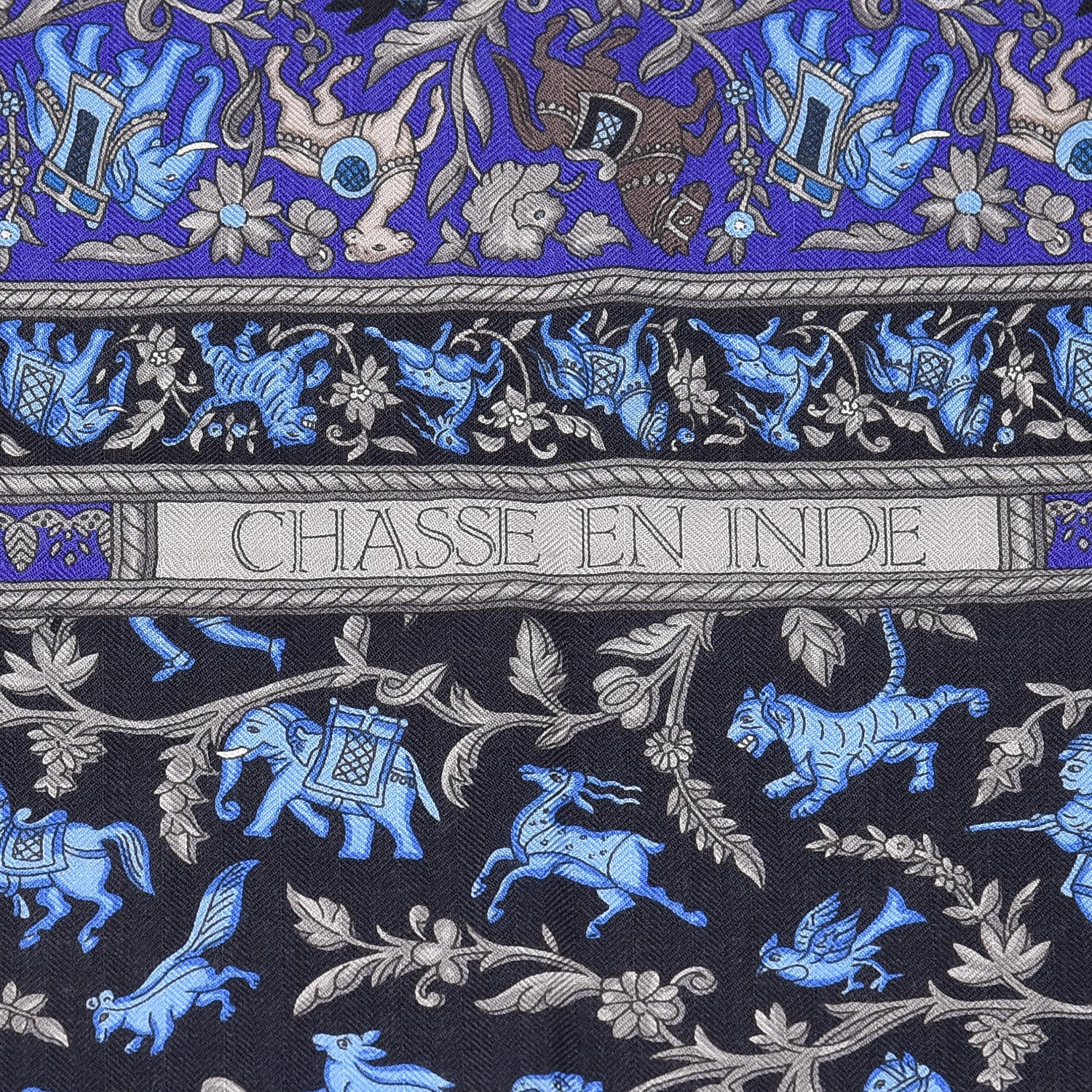 Hermes Cashmere Silk Chasse En Inde Shawl 140 4 of 7
