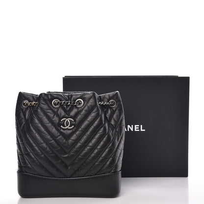 Chanel Aged Calfskin Chevron Quilted Small Gabrielle Backpack Black 8 of 8