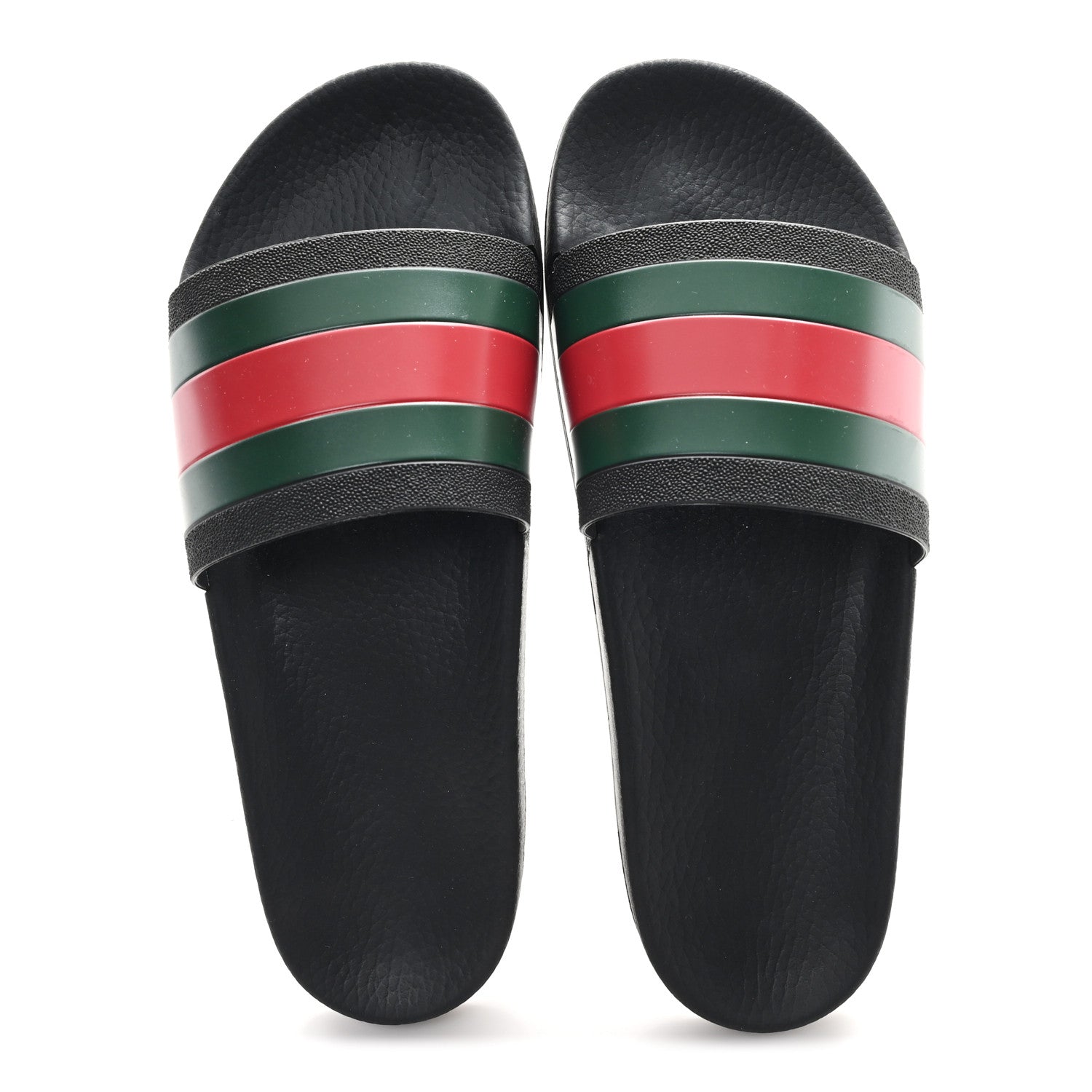 Gucci Rubber Web Mens Pool Slide Sandals 11 Black Green Red 2 of 7