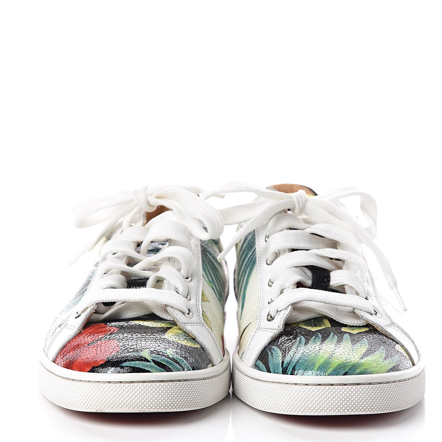 Crackled Calfskin Patent Hawaii Print Womens Seava Sneakers 38 Multi