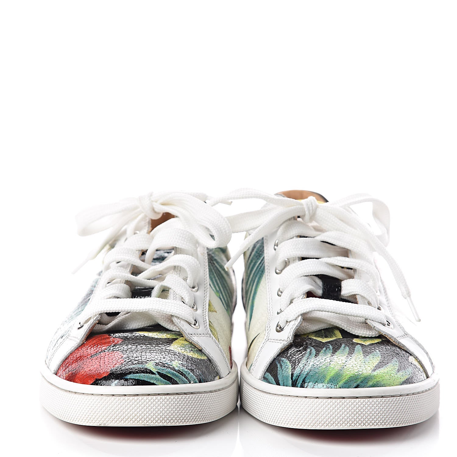 Christian Louboutin Crackled Calfskin Patent Hawaii Print Womens Seava Sneakers 38 Multi 2 of 17