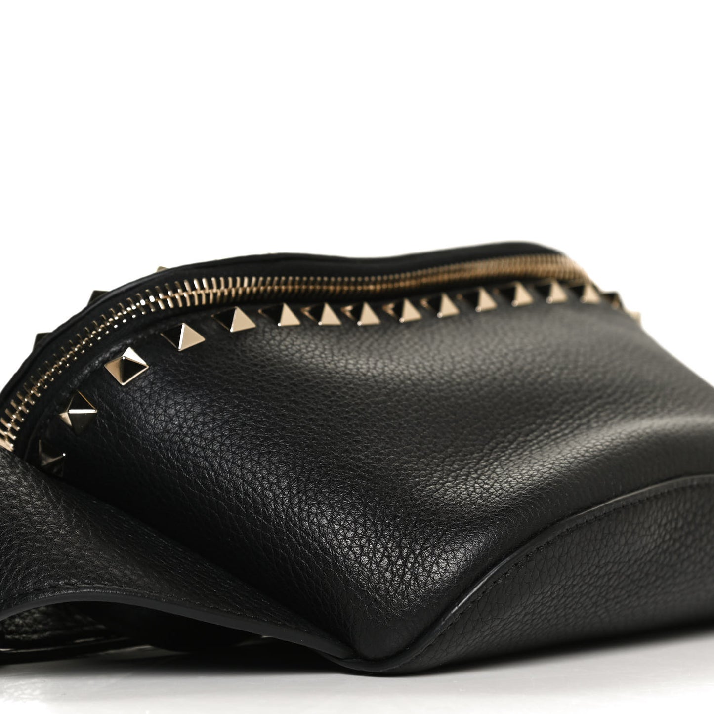 Grainy Calfskin Rockstud Belt Bag Black
