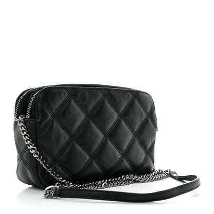 Saint Laurent Grained Lambskin Quilted Mini Becky Double Zip Bag Black 2 of 12