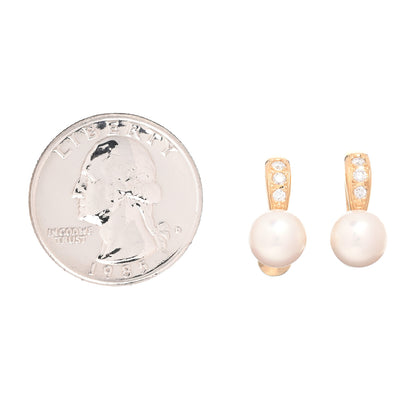 Mikimoto 18K Yellow Gold Diamond Akoya Pearl 8mm Screw Back Earrings 2 of 4