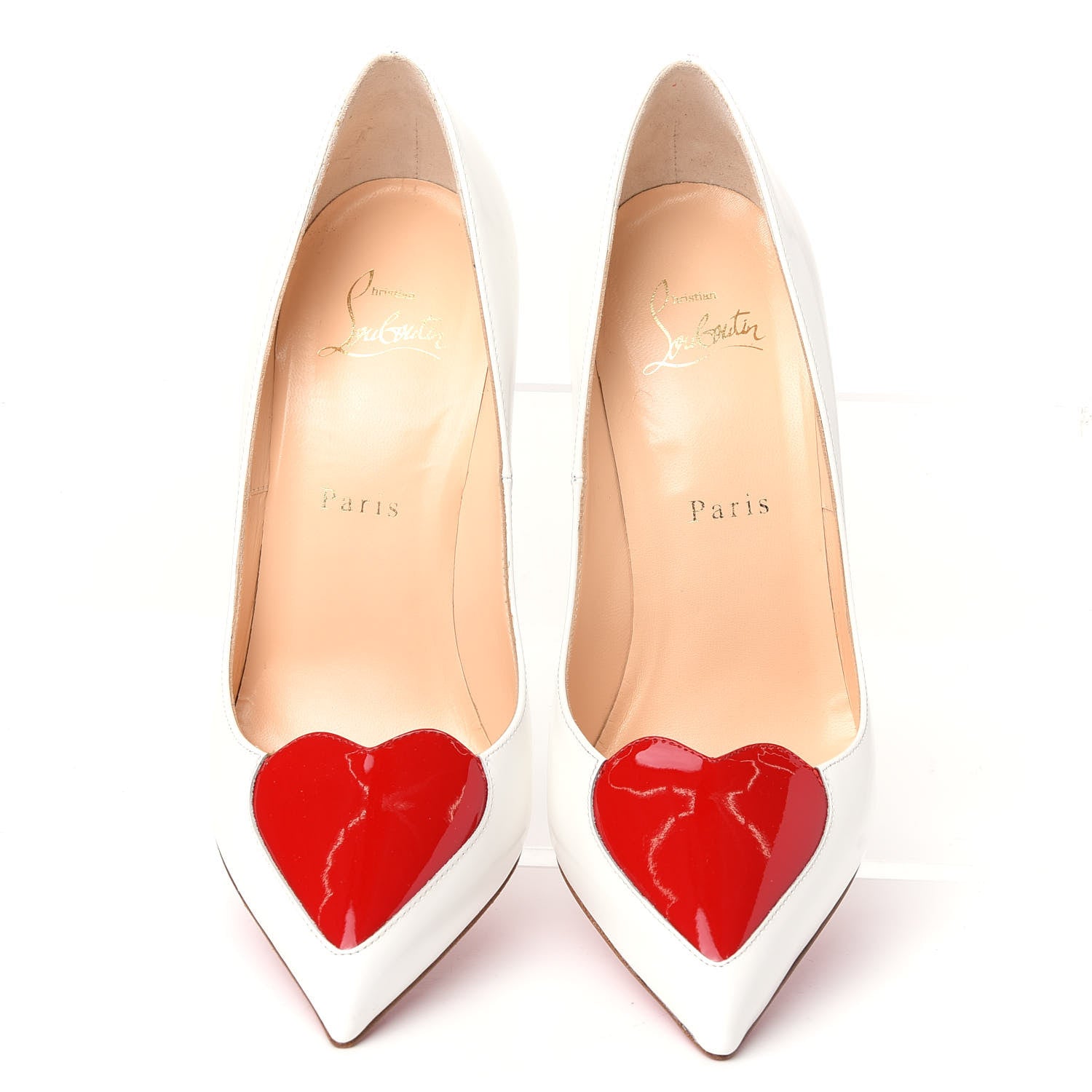 Christian Louboutin Jazz Calf Patent Corafront 120 Pumps 38 White Red 5 of 9
