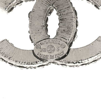 Chanel Crystal CC Treasure Chest Earrings Silver 4 of 4