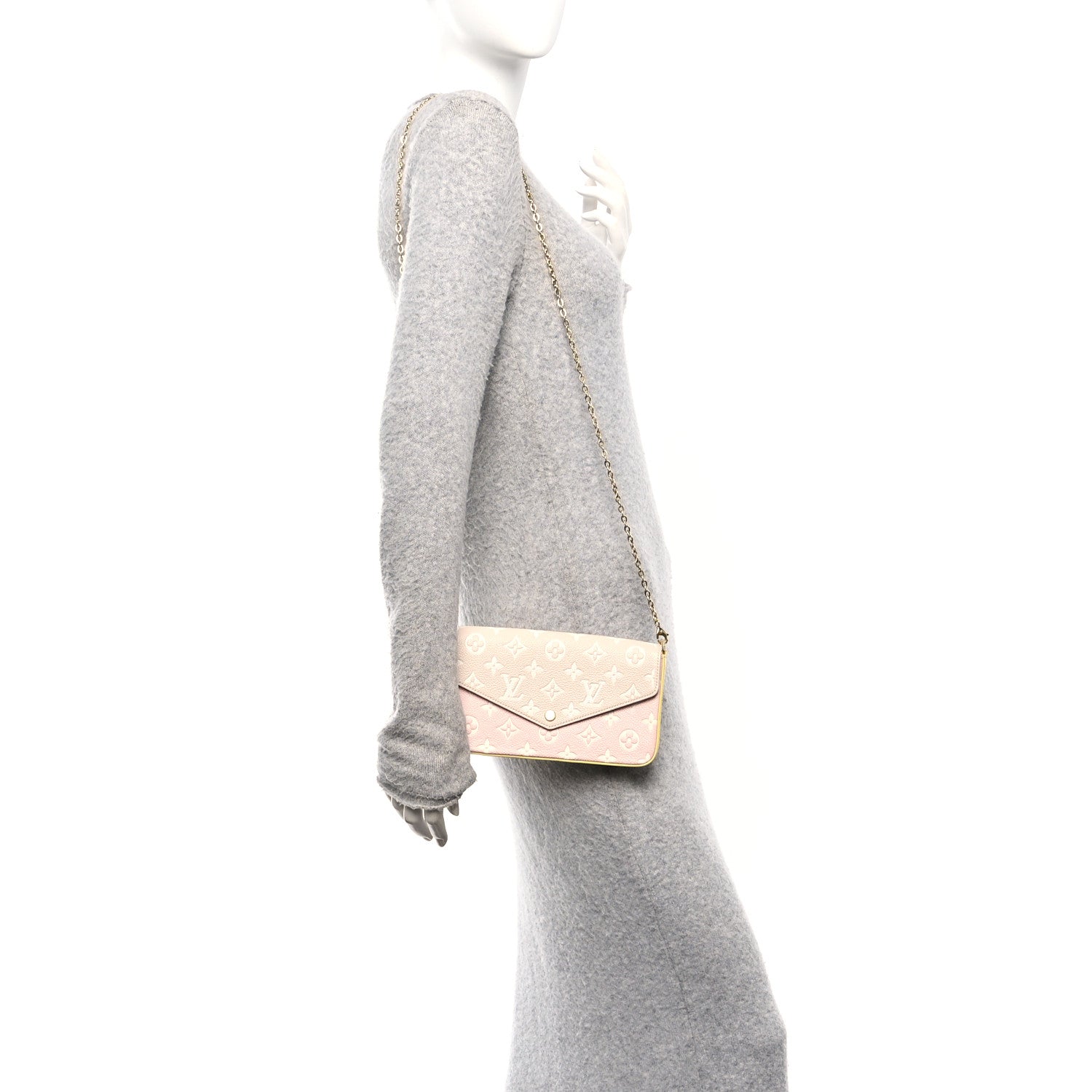 Louis Vuitton Empreinte Spring in the City Felicie Pochette Chain Wallet Pink Beige Yellow 2 of 15